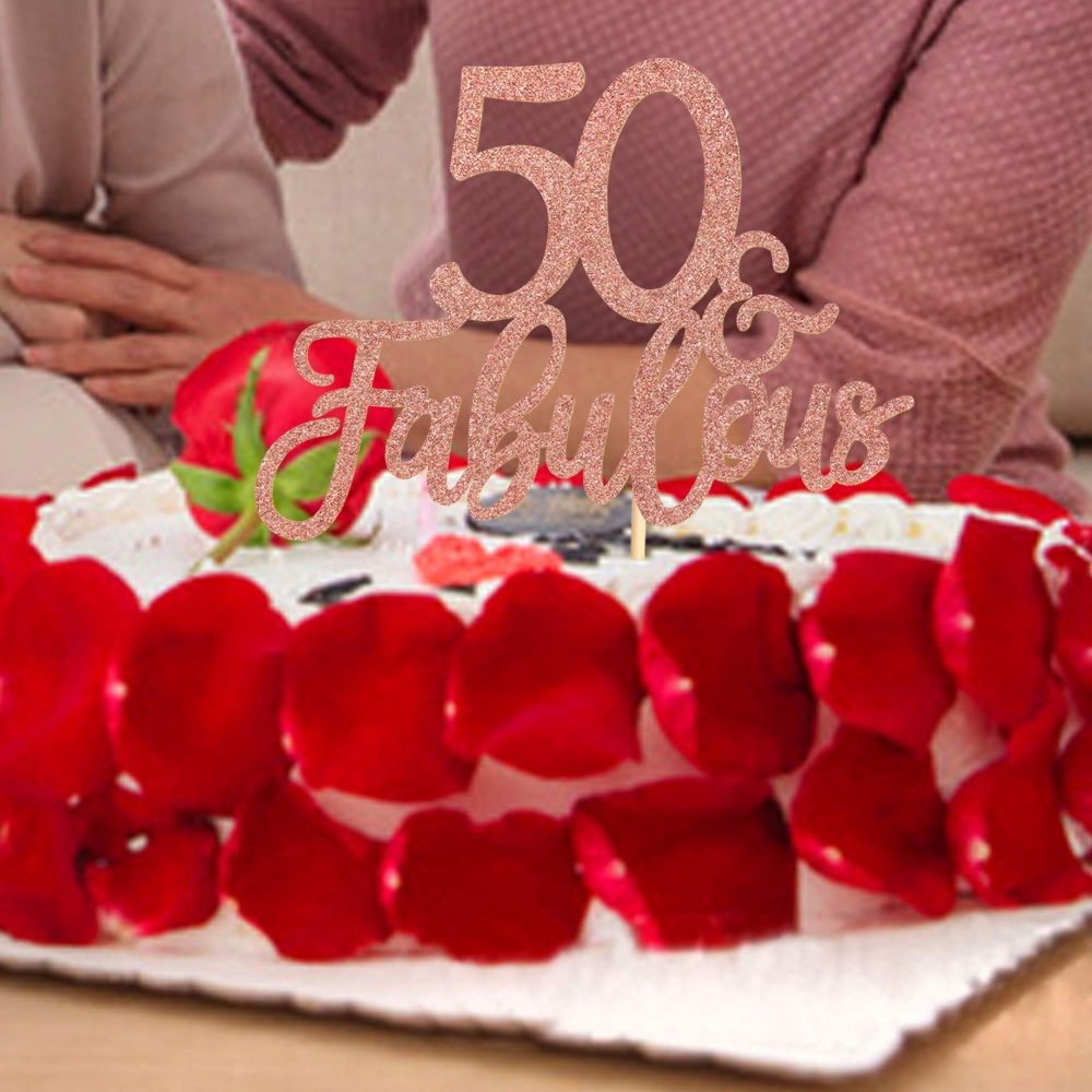 3Pcs 50 & Fabulous Cake Toppers 50 Birthday Anniversary Cake Toppers for 50 Birthday Anniversary Party Decorations Happy 50th Birthday Cake Decorations Supplies - Image 4