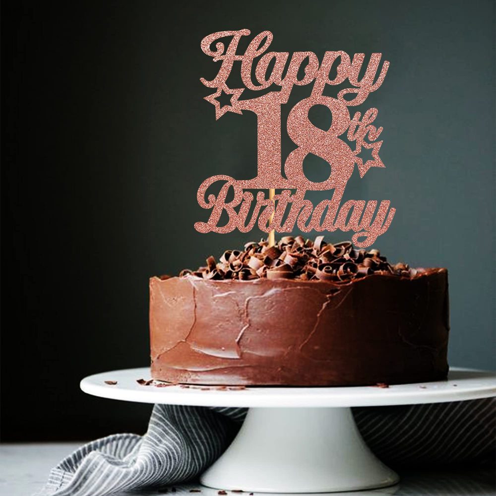 Blumomon 3 Pack Happy 18th Birthday Cake Topper Rose Gold Glitter Cheers to 18th Cake Topper Picks Rose 18th Birthday Cake Decoration for 18th Birthday Party Cake Supplies - Image 5