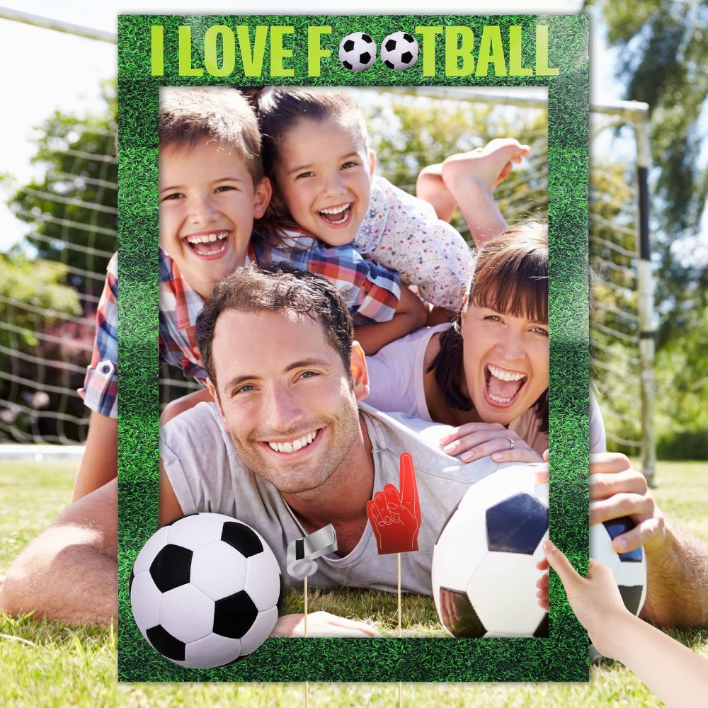 30 Pcs Soccer Themed Photo Booth Props Football Selfie Frame, Soccer Fans Birthday Party Decorations Football Party Supplies Accessories - Image 3