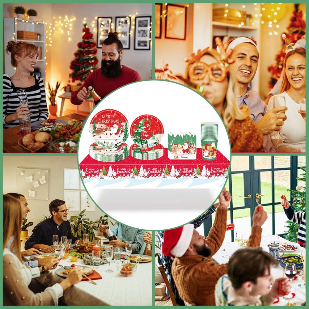 Christmas Party Paper Cups,16Pcs Green Winter Snowflakes Santa,Snowman,Elk,Gingerbread Man Disposable Paper Cups Christmas Tableware Decor for Winter Holiday Birthday Xmas Party Supplies Decorations - Image 2