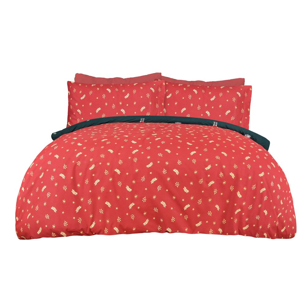 Sleepdown Xmas Nutcracker Green Wine Festive Reversible Duvet Cover Quilt Bedding Set with Pillowcases Soft Easy Care Bed Linen - Double (200cm x 200cm), 5056557512638 - Image 2