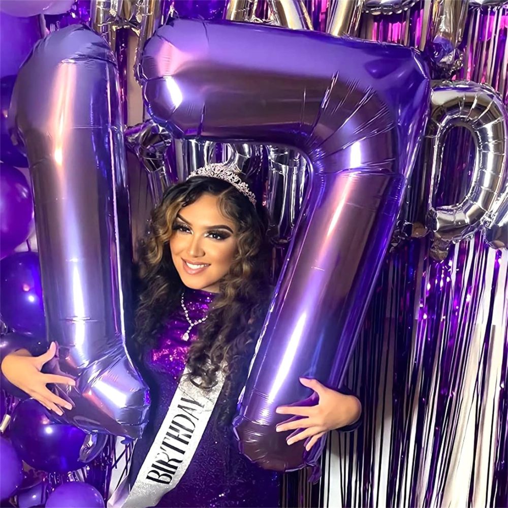 Purple Number 40 Birthday Balloons, 40 Inch Large Purple Mylar Foil Number 4 and 0 Balloons for Women, 40th Birthday Balloons for 40 Year Old Birthday Anniversary Party Decorations Supplies - Image 5