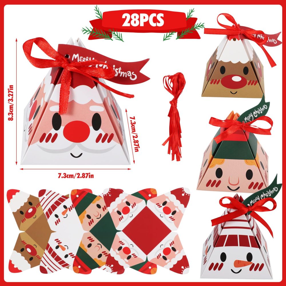 28PCS Christmas Sweet Boxes, Small Gift Boxes Gift Bags with Ribbon Ties and Labels for Christmas New Year (4 Styles) - Image 6