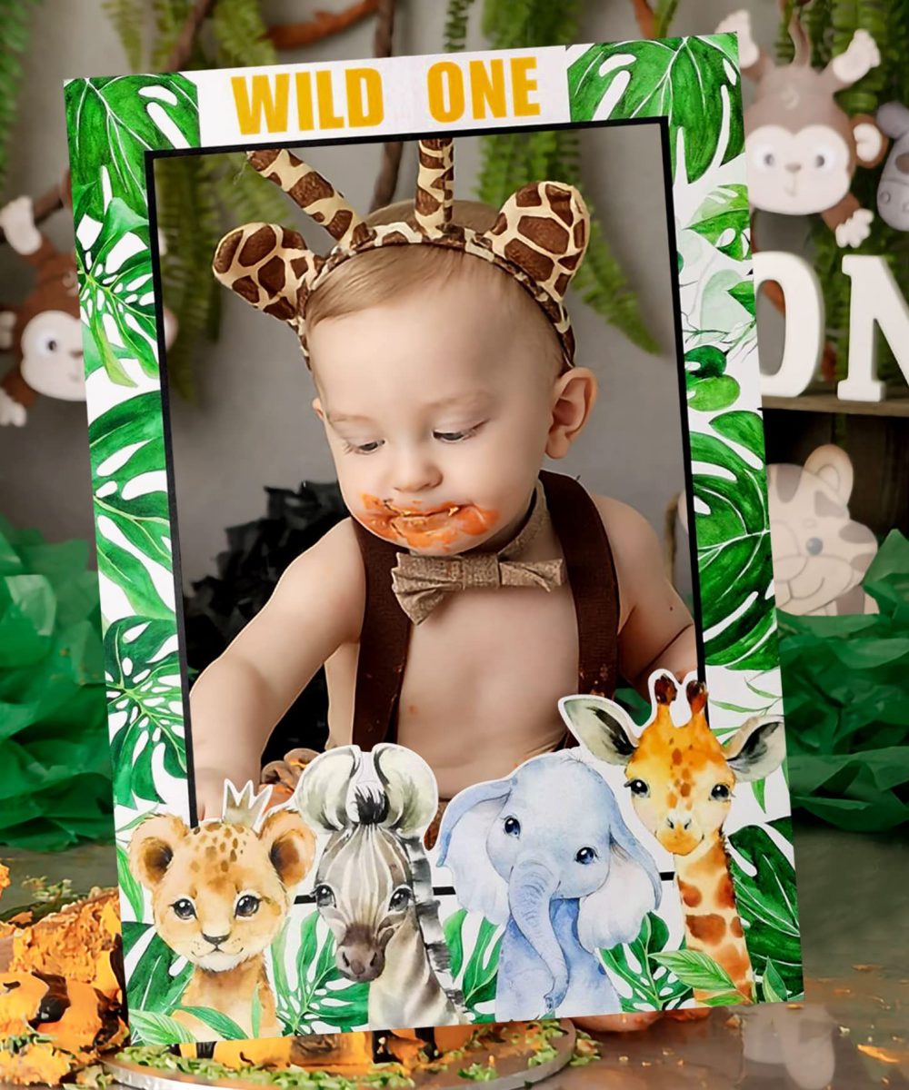 JeVenis Wild One Party Supplies Wild One Photo Booth Props Wild One Birthday Decoration Boy Jungle First Birthday Party Supplies Safari Party Favors