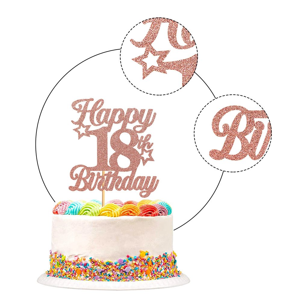 Blumomon 3 Pack Happy 18th Birthday Cake Topper Rose Gold Glitter Cheers to 18th Cake Topper Picks Rose 18th Birthday Cake Decoration for 18th Birthday Party Cake Supplies - Image 7