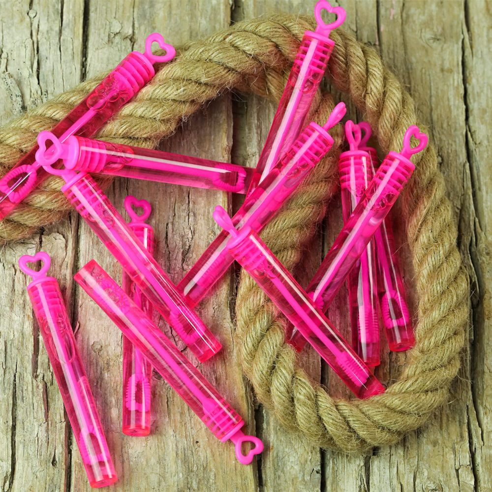 12 Mini Heart Bubble Tubes with 4ml Bubble Solution and Blow Wands - Wedding Party Favours, Parties, Celebrations, Children’s Birthday Party Bag Fillers, Kids Toys (Pink Heart 12 Pack) - Image 5