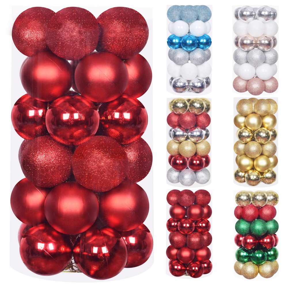 Christmas Baubles 30pcs 60mm Shatterproof Christmas Tree Decorations Hanging Decoration for Xmas Tree,Christmas Ball Ornaments Christmas Decorations Indoor for Home Party Gift,Red