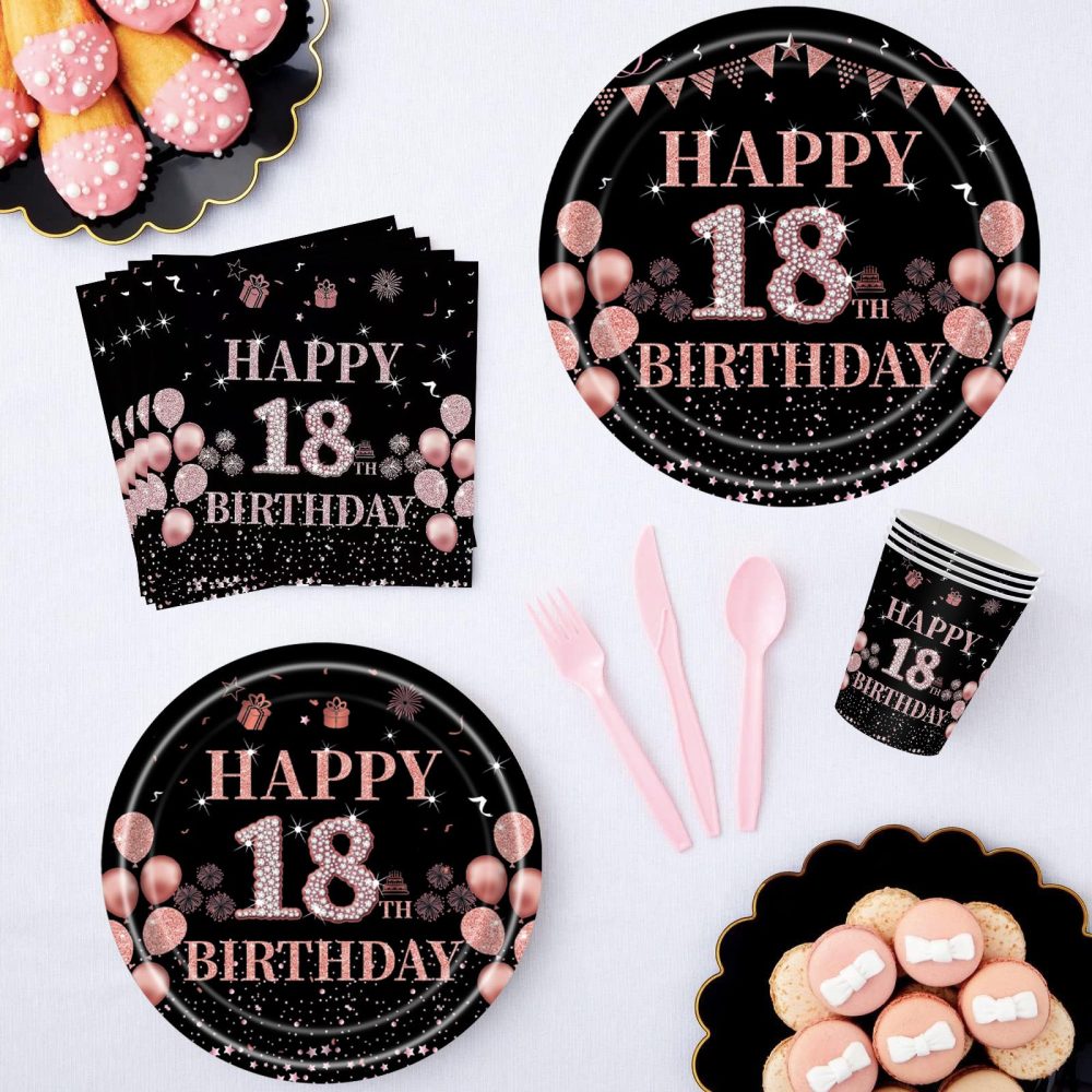 16Pack Paper Cups 18th Birthday,Black Rose and Gold Cups 235ml,Disposable Party Cups Paper Cups Black Rose Gold 18th Birthday Cups Party Tableware for Girls,Kids,Her 18th Birthday Party Supplies Table - Image 6