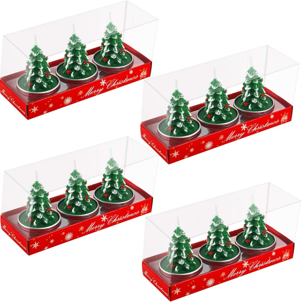 12 Pieces Christmas Tealight Candles Handmade Delicate Santas Snowman Acorn Tree Candles for Christmas Home Decoration Gifts (Style I) - Image 2