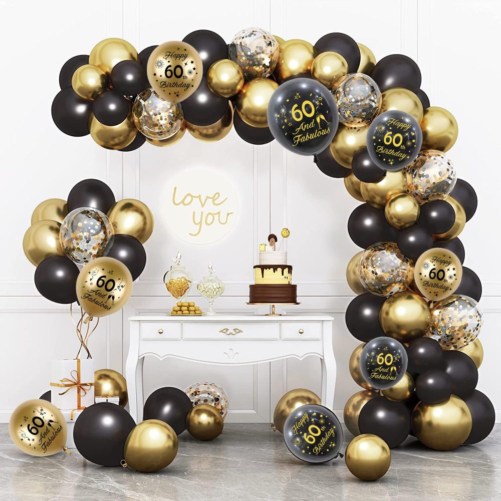 60th Birthday Balloons 15 Pcs Black Gold Happy 60th Birthday Latex Confetti Balloons Black Gold 60th Birthday Party Decorations Balloons for Men Women 60th Birthday Décor Anniversary Supplies (Age 60) - Image 3