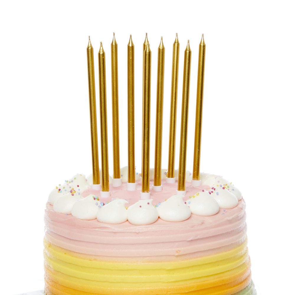 Amscan 9911568 Tall Candle Metallic Gold - 10 Pack