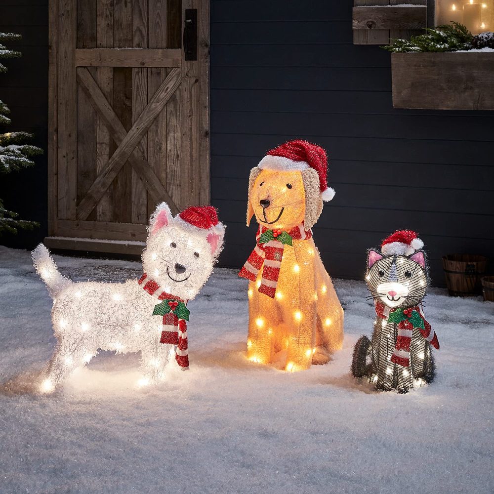 Lights4fun Outdoor Light Up Cat Christmas Figure Garden Decoration with 30 Warm White LEDs & Timer 46cm - Image 2