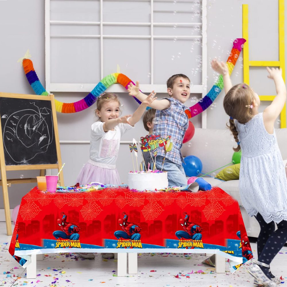 Alviller 3Pcs Spiderman Table Cloth, 180cm*108cm Waterproof Superhero Party Tablecloth Rectangular Plastic Avengers Table Cover for Kids Birthday Themed Party Decoration - Image 3
