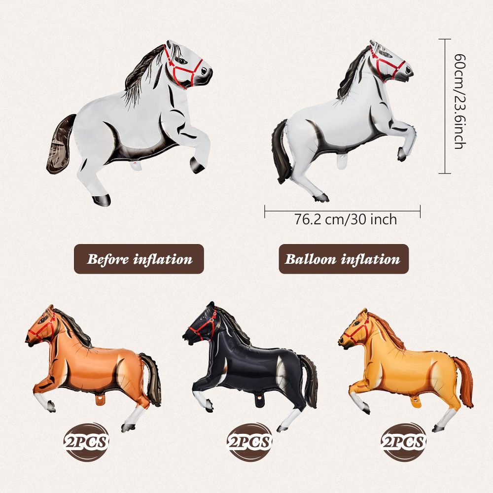 8 Pieces 30 Inches Horse Balloon Horse-Shaped Balloons Aluminum Foil Horse Balloon Horse Themed Party Balloons Horse Themed Balloon Decorations for Birthday Baby Shower Cowboy Party - Image 5