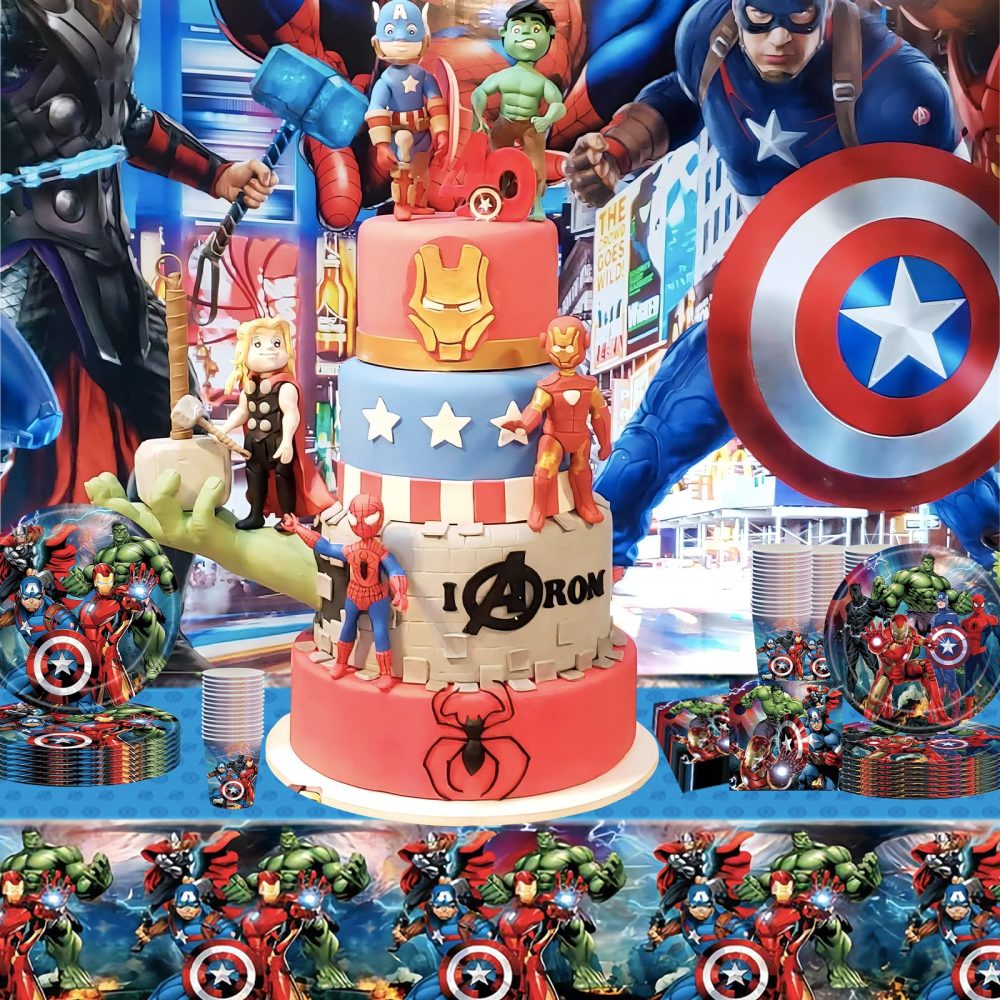 POPOYU Marvel Avengers Kids Party Table Cloth,Superhero Table Cover,SuperHero Kids Party Tableware Decorations,Captain America Party Tablecloth for Kids Boys Marvel Birthday Party Supplies - Image 4