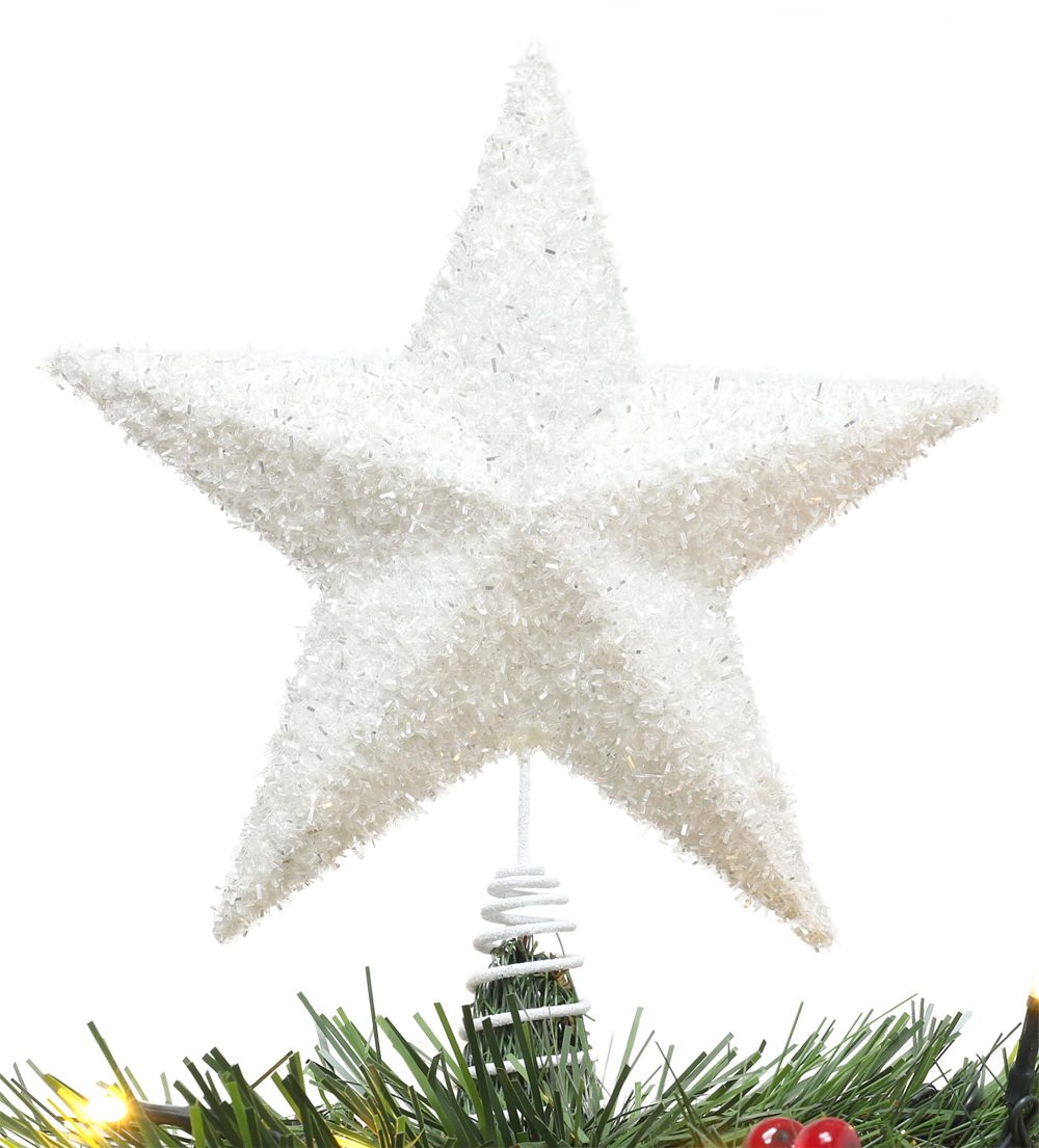 Christmas Concepts® 28cm Sparkly Tree Top Star - Luxury Christmas Decorations (White)