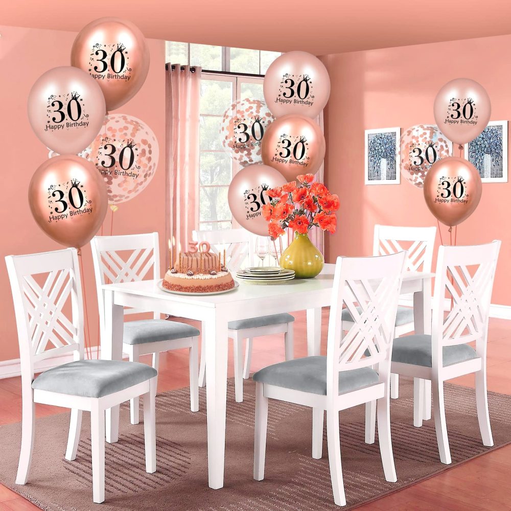 Rumia 30th Birthday Balloons 18 Pcs Rose Gold Happy Latex Confetti for Men Women Anniversary Party Decorations Decor Supplies12 inch - Image 2