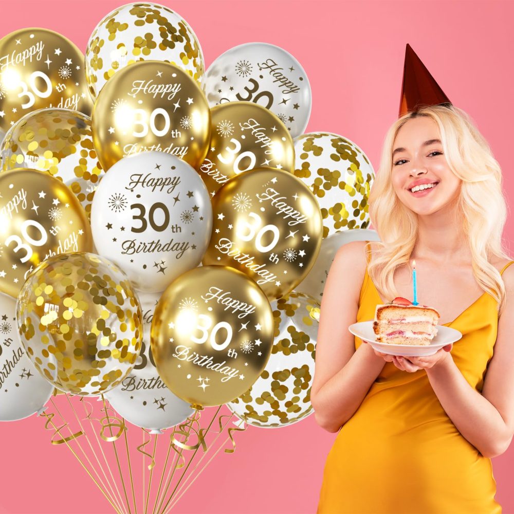 40th Birthday Balloons 15 Pcs White Gold Happy 40th Birthday Latex Confetti Balloons White Gold 40th Birthday Party Decorations Balloons for Men Women 40th Birthday Décor Anniversary Supplies (Age 40) - Image 3