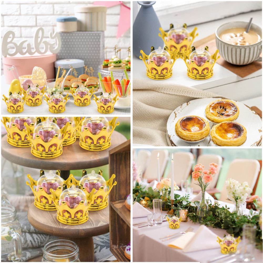 TULEBOLIAN Crown Candy Boxes Party Favorites, 12pcs Gold Fillable Crown With Dome Decorative Crown Candy Storage Boxes, Used For Baby Shower, Princess Party, Birthday Party, Wedding Decoration - Image 6