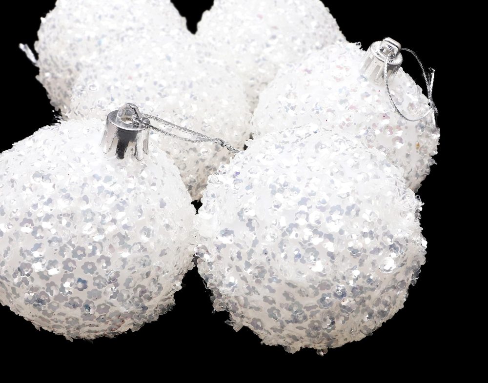 Christmas Concepts® Pack of 10-60mm Christmas Tree Baubles - Iridescent White Sparkle Baubles - Image 2