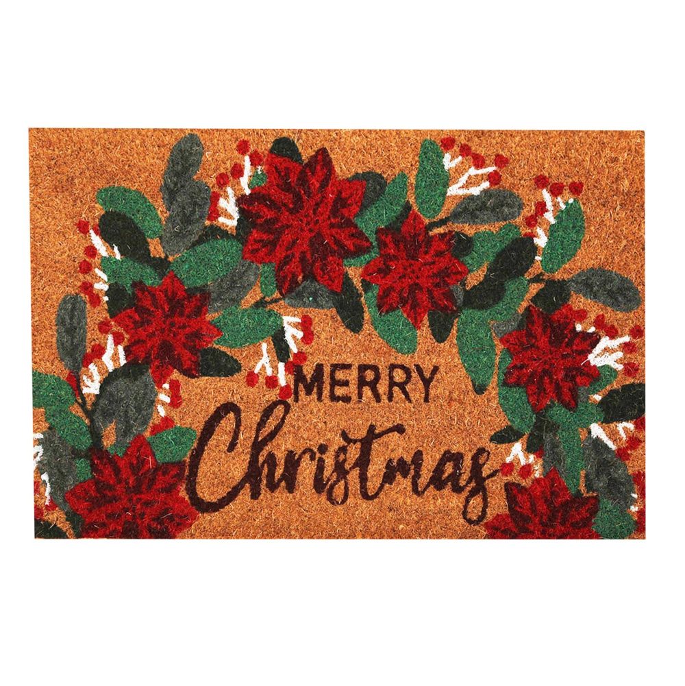 Roseley Christmas Doormat 40 x 60cm Natural Coir Coconut Runners Decorative Welcoming Xmas Mat Home Office Entrance Hallway [Merry Christmas01]