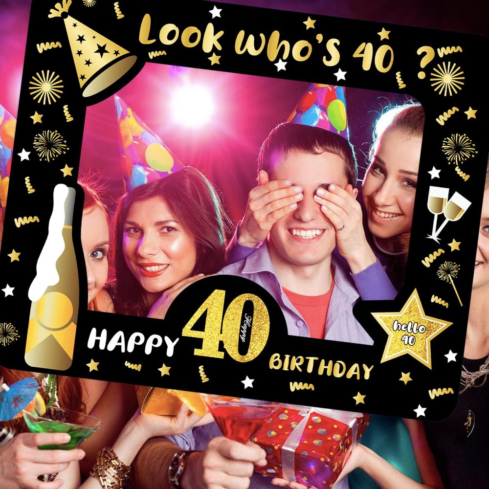 40th Birthday Photo Booth Props,Black Gold Inflatable Selfie Frame Picture Frame,Giant Inflatable Party Photo Booth Frame for 40th Birthday Party Decorations Supplies Men Women Favor Gift - Image 3
