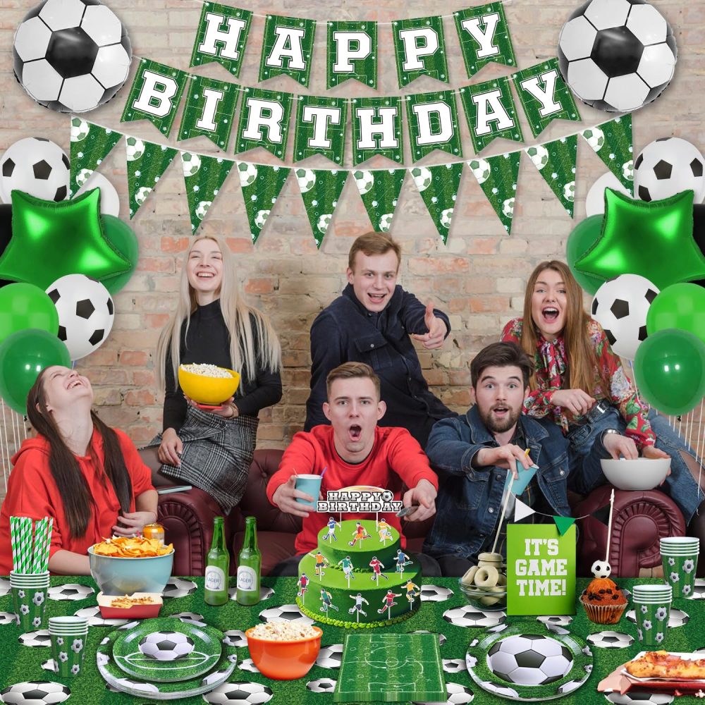 173 Pack Football Party Supplies Football Party Decorations Boys Sports Theme Birthday Decor Football Theme Tableware Set - Football Plates, Balloons, Banners, Ball Tablecloth, Cups, Napkins Serves 20 - Image 9