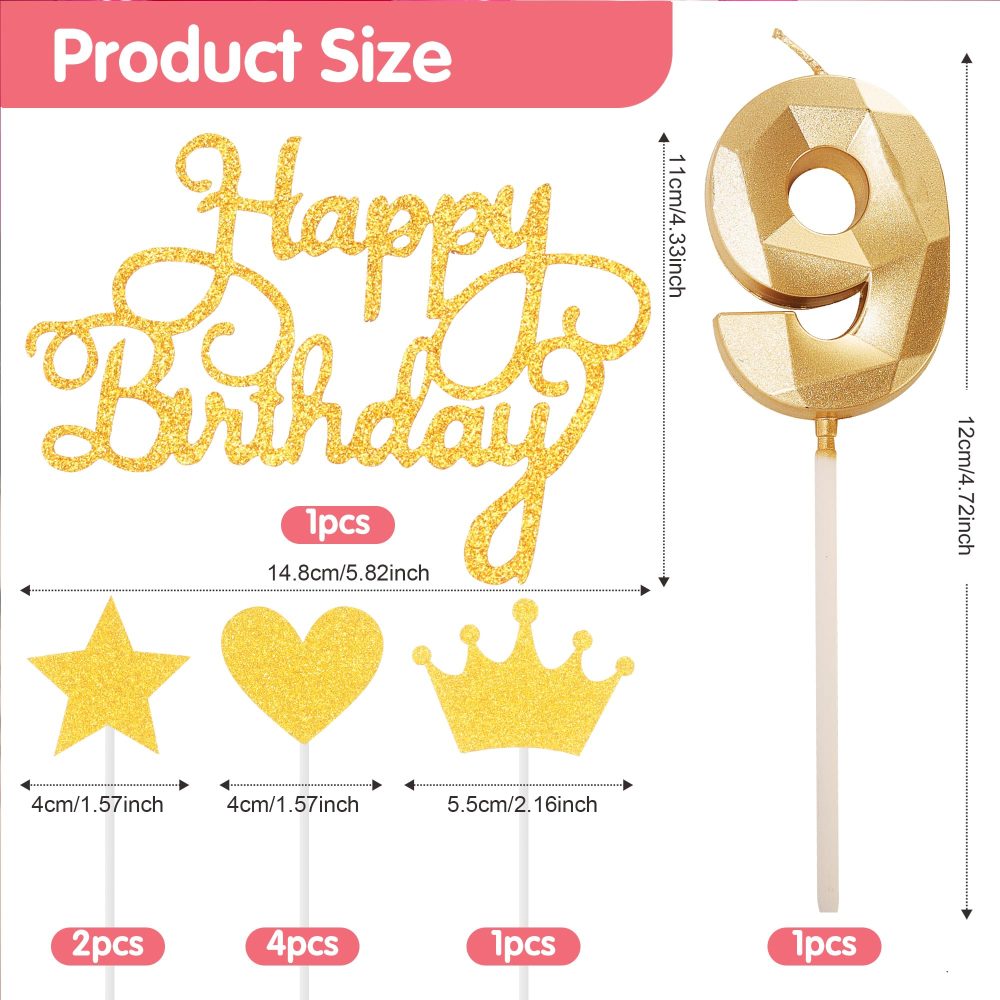 Happy 80th Birthday Cake Topper & Birthday Candles Gold Number 80 Candles for Birthday Cake - 80th Birthday Candles Cake Cupcake Topper Birthday Cake Decorations for Women Men Birthday Gold - Image 5