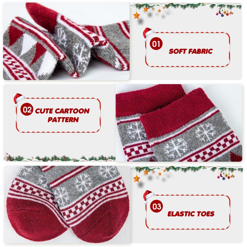 5 Pairs Women's Thermal Christmas Socks for Winter, Soft Knitted Wool Socks, Birthday Christmas for Women - Image 7