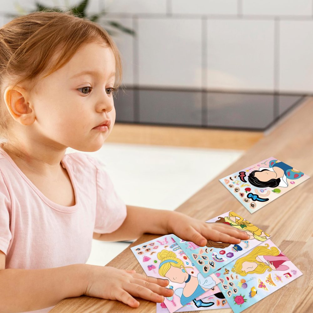 24 PCS Princess DIY Stickers Gift Set for Kids, Princess Theme Make a Face Art Craft Birthday Party Decorations, Make Your Own Sticker for Party Goodie Bags, Princess Party Supplies Party Favours - Image 2