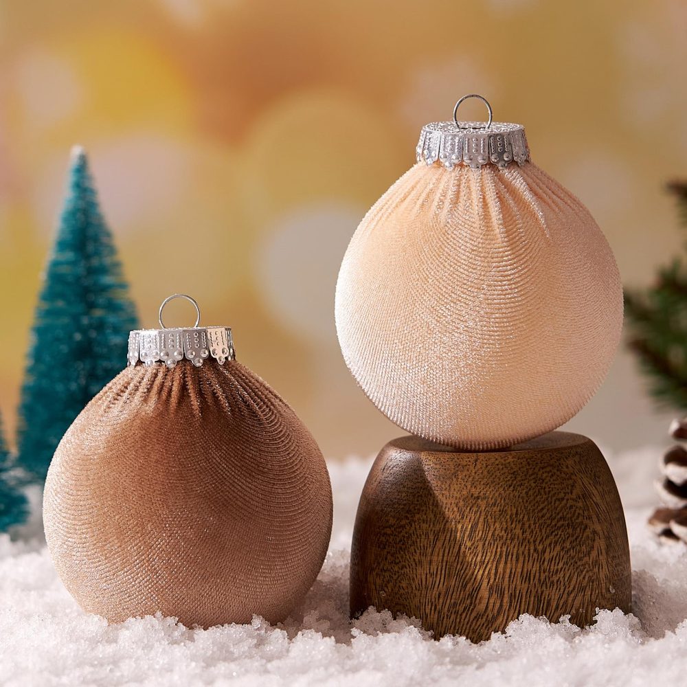 12 Pcs Christmas Velvet Balls, 80mm Christmas Ball Ornaments, Multicolor Green Brown Neutral, Christmas Tree Ornaments (S-Size) - Image 3