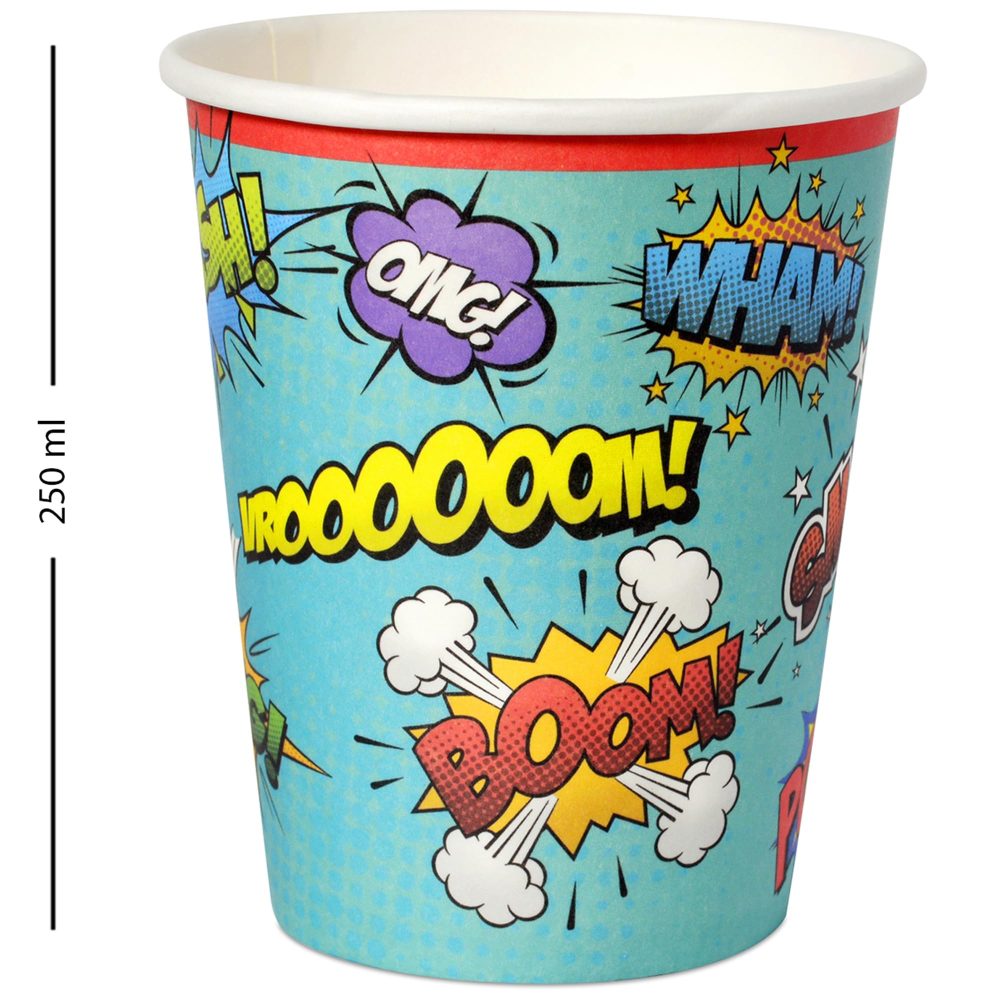 Eco-Friendly Super Hero Themed Kids Birthday Party Kit for 8 Guests - Complete Tableware Set with Plates, Cups, Napkins, and Table Cover - Ultimate Party Supplies and Decorations Package - Image 6