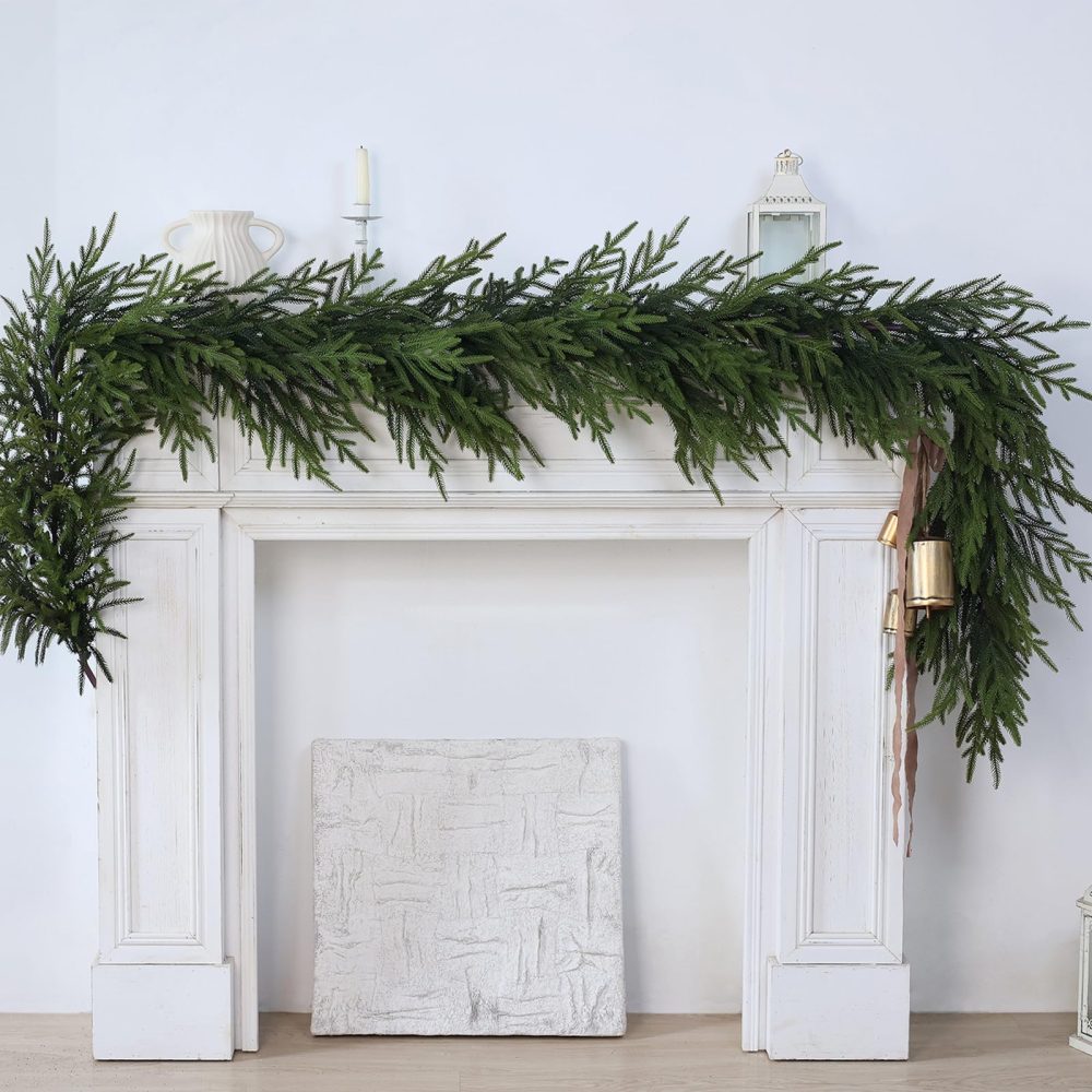 Norfolk Pine Garland - 9ft Artificial Christmas Garland Long Faux Greenery Garland for Holiday, Fireplace, Mantle, Window, Stairs, Indoor, Outdoor Decor - Image 9
