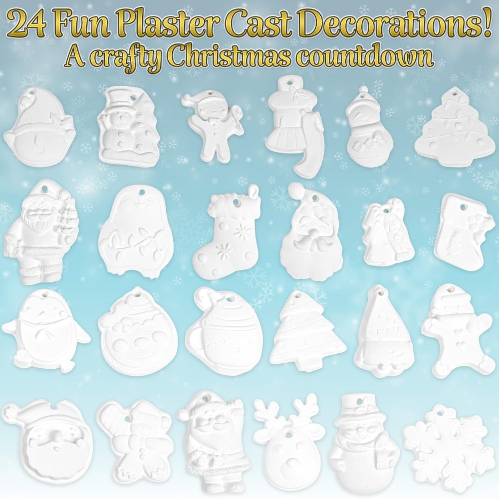 KreativeKraft DIY Advent Calendar 2024 Christmas Decorations 24 Days of Paint Your Own Hanging Ornaments Tree Xmas Gifts Craft Kit for Artists - Image 2