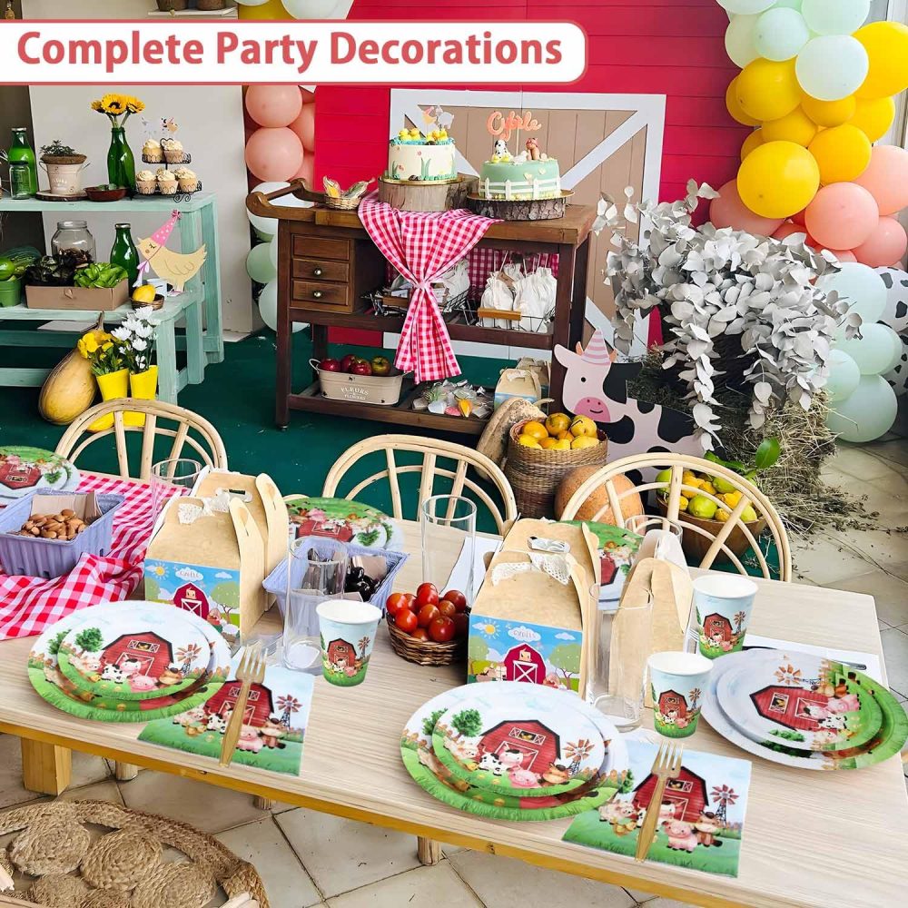 Heboland Farm Party Decorations Tableware Set for 25 Guests, Farm Birthday Party Supplies 125 Pieces Farm Animal Party Decorations Plates Cups and Napkins for Boy Kids Birthday Party Supplies - Image 7