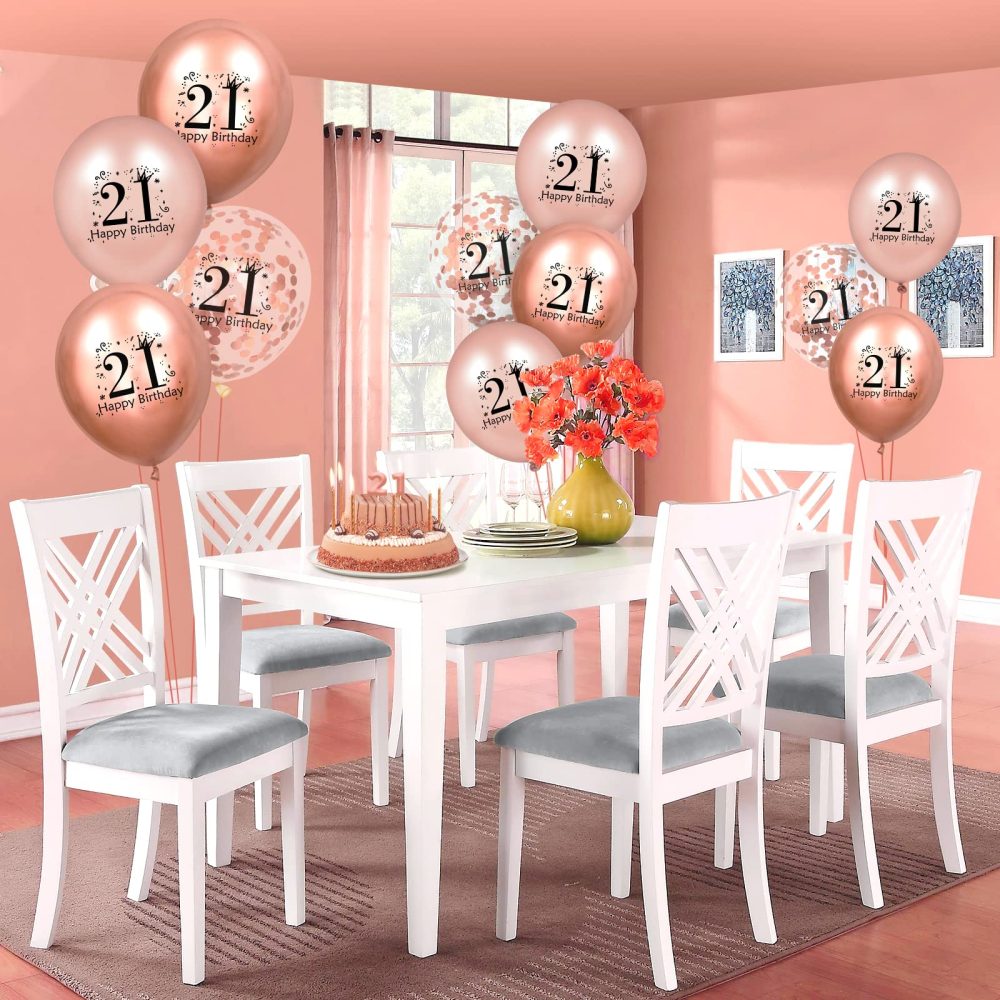 RUMIA 21th Birthday Balloons 18 Pcs Rose Gold Happy 21th Birthday Latex Balloons Confetti Balloons Rose Gold 21th Anniversary Birthday Party Decor for Girls Boys 18th Birthday Decor Supplies 12 inch - Image 2