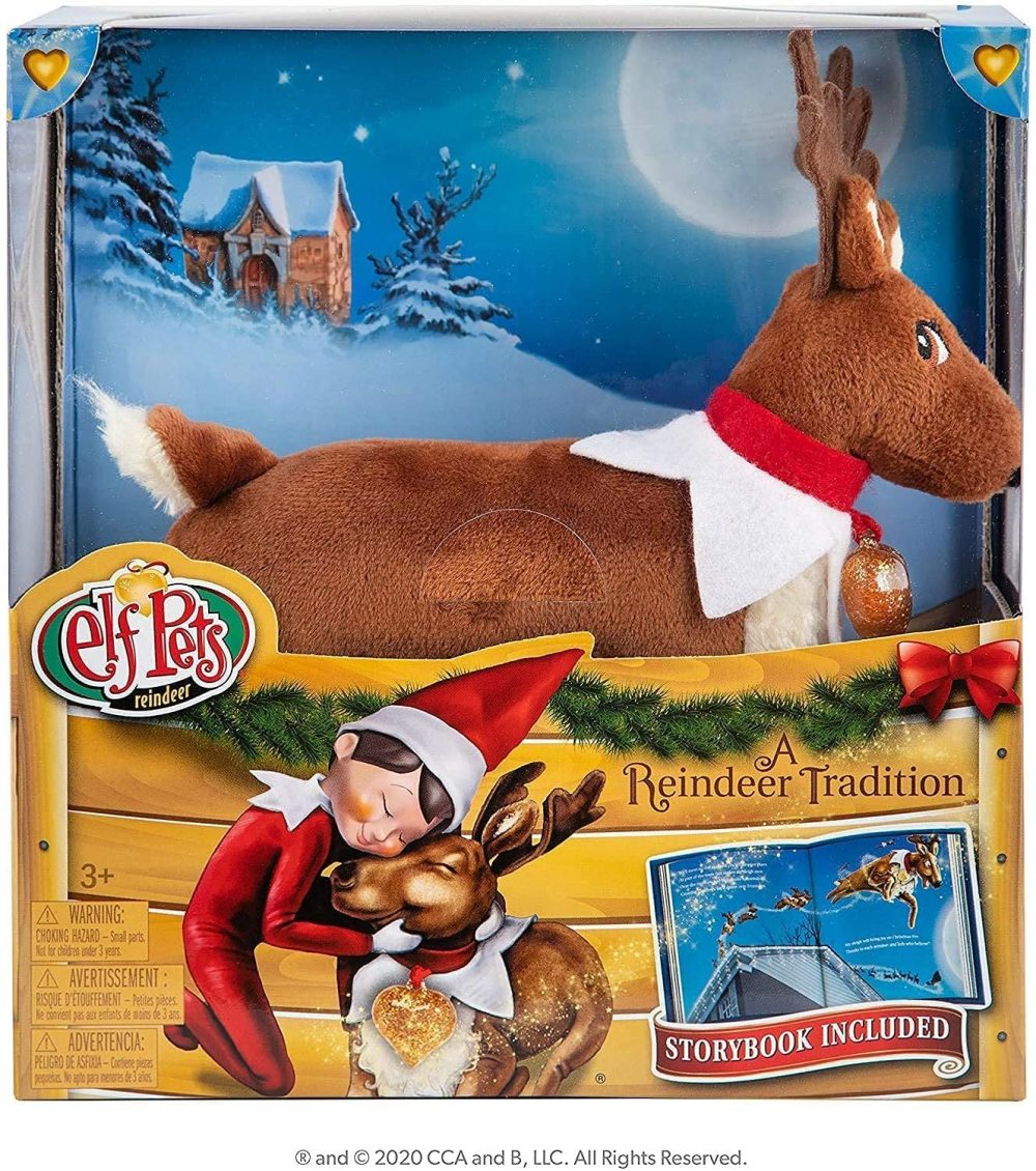 Elf on the Shelf Elf Pets A Reindeer Tradition Includes Beautifully Illustrated Hardbound Storybook, Huggable Elf Pet Reindeer Stuffed Animal with Golden Heart Charm + Official Adoption Certificate