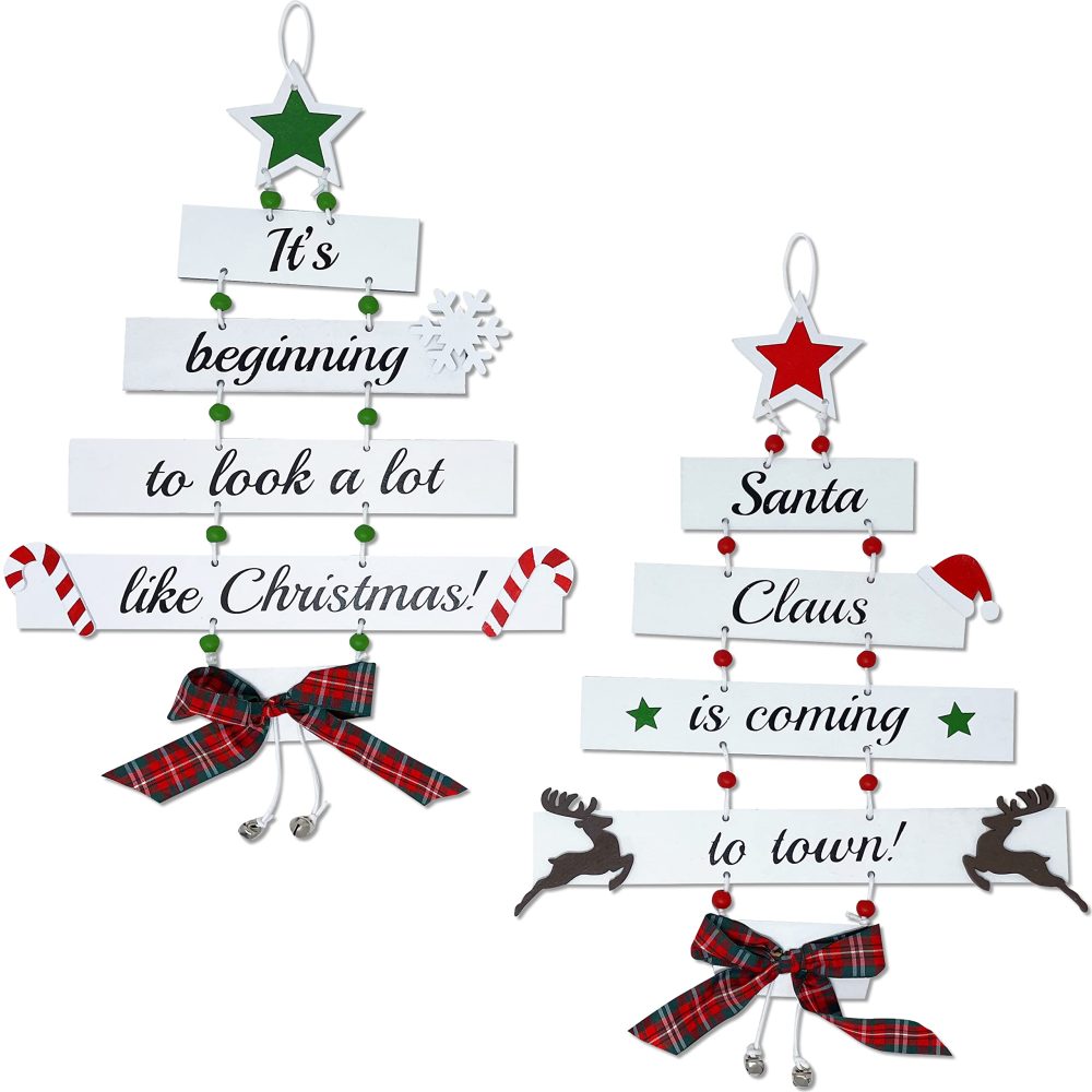 Premium Wooden Christmas Decorations - Large Hanging Christmas Decorations Indoor, Christmas Ornaments, Christmas Ceiling Decorations, Christmas Window Decorations, Christmas Room Decorations