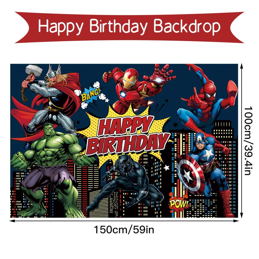 5x3FT Hero Backdrop, Birthday Party Decorations Photography Backdrop, Theme Party Supplies Backdrop, Happy Birthday Banner Background for Kids Boys Girl - Image 7