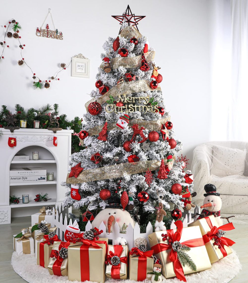 SHareconn 100pcs Christmas Tree Decorations Ornaments Set, Shatterproof Plastic Christmas Baubles Decorative Balls for Xmas Tree Decor Holiday Wedding Party, Red - Image 2
