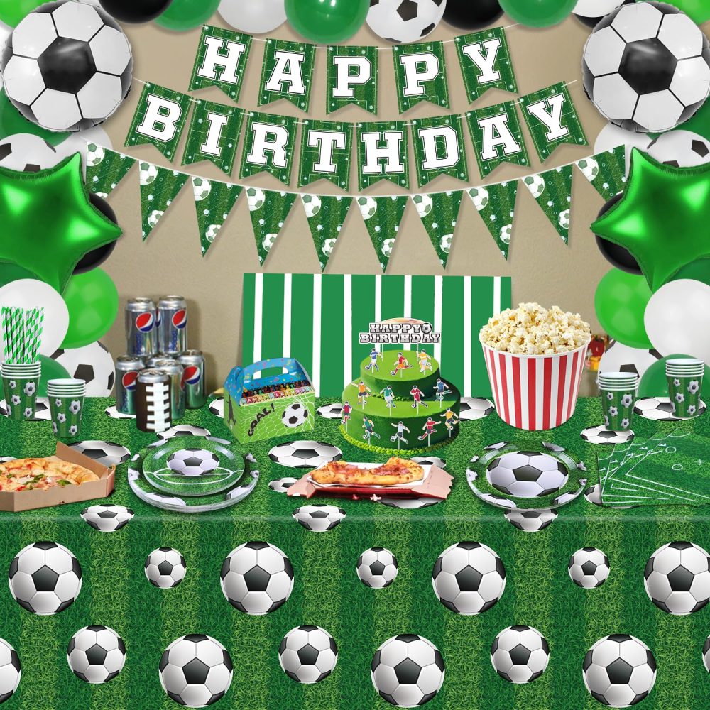 173 Pack Football Party Supplies Football Party Decorations Boys Sports Theme Birthday Decor Football Theme Tableware Set - Football Plates, Balloons, Banners, Ball Tablecloth, Cups, Napkins Serves 20 - Image 6