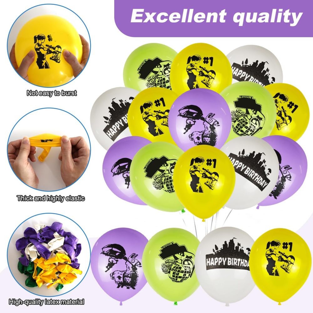 Fortnit Birthday Decorations,48pcs Fortnit Balloons,Gaming Party Decorations,Fortnit Latex Birthday Party Balloons for Kids Birthday Baby Shower Fortnit Theme Party Supplies - Image 6