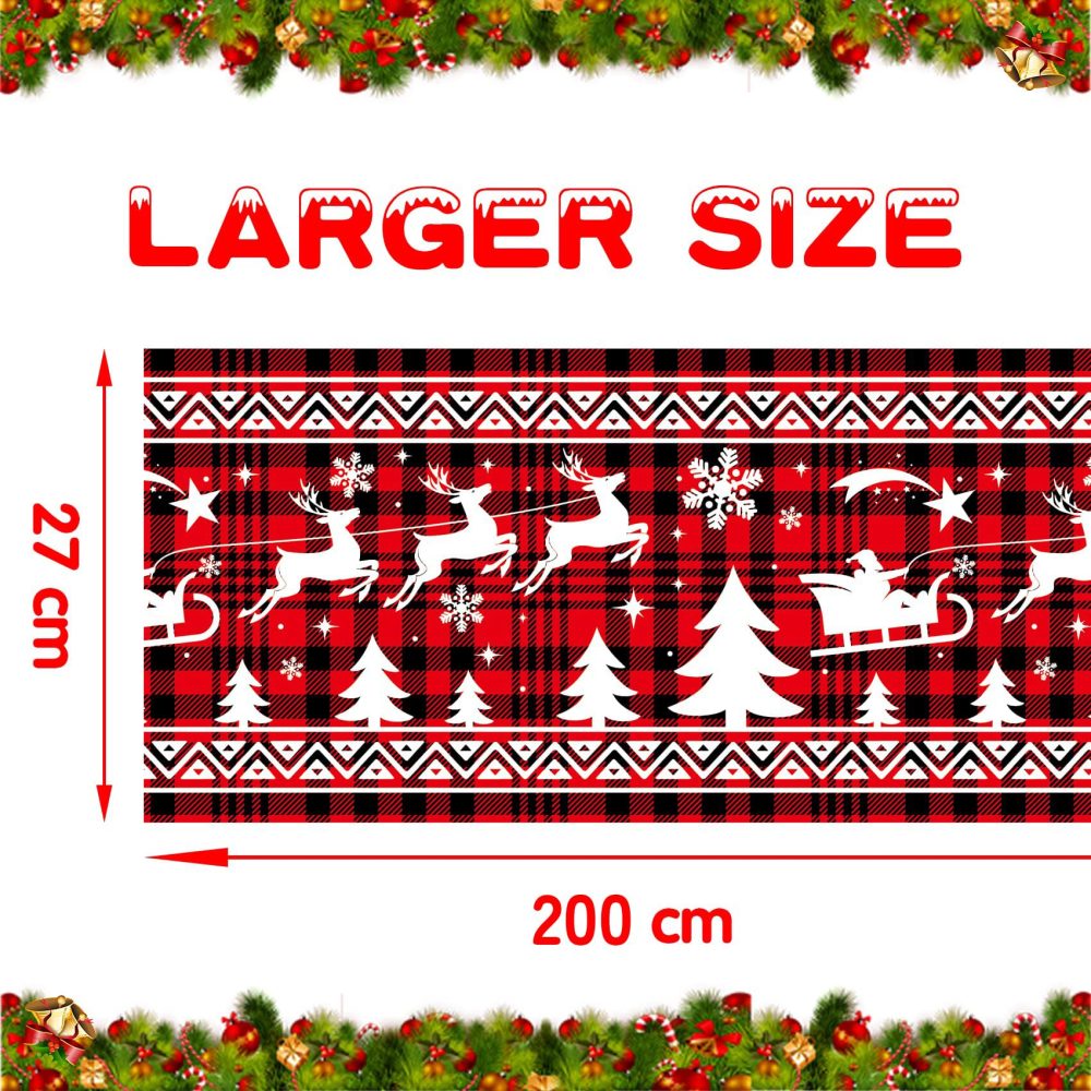 RMMD Christmas Table Runner Decorations 200*28cm Red Black Plaid Lattice Table Runner Xmas Long Table Runner with Tassels Farmhouse Check Table Decorations for Christmas Home Kitchen Dinning Room - Image 5