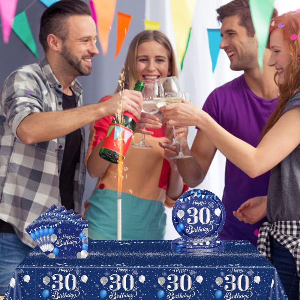 2Pcs Navy Blue Happy 80th Birthday Party TableCloth,137*274cm Plastic Blue and Sliver 80th Table Cloth for Man Men Him Birthday Table Decorations Disposable Party Tablecovers for 80th Birthday Party - Image 3