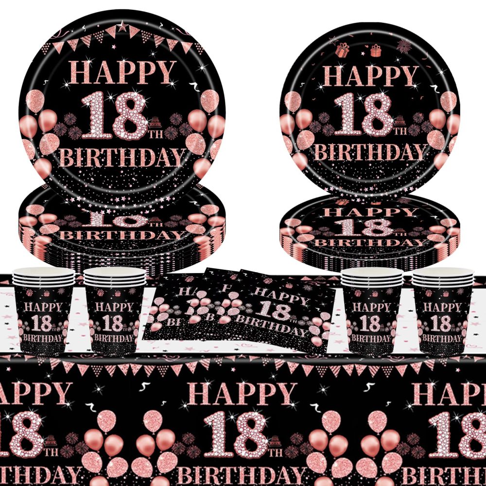 18th Serviettes Napkins,Black Rose and Gold Serviettes 18th Birthday Napkins for Girls Women,20Pcs Napkins Disposable Tableware,Tissue Luncheon Paper Napkin for Girls,Kids 18th Birthday Party Supplies - Image 3