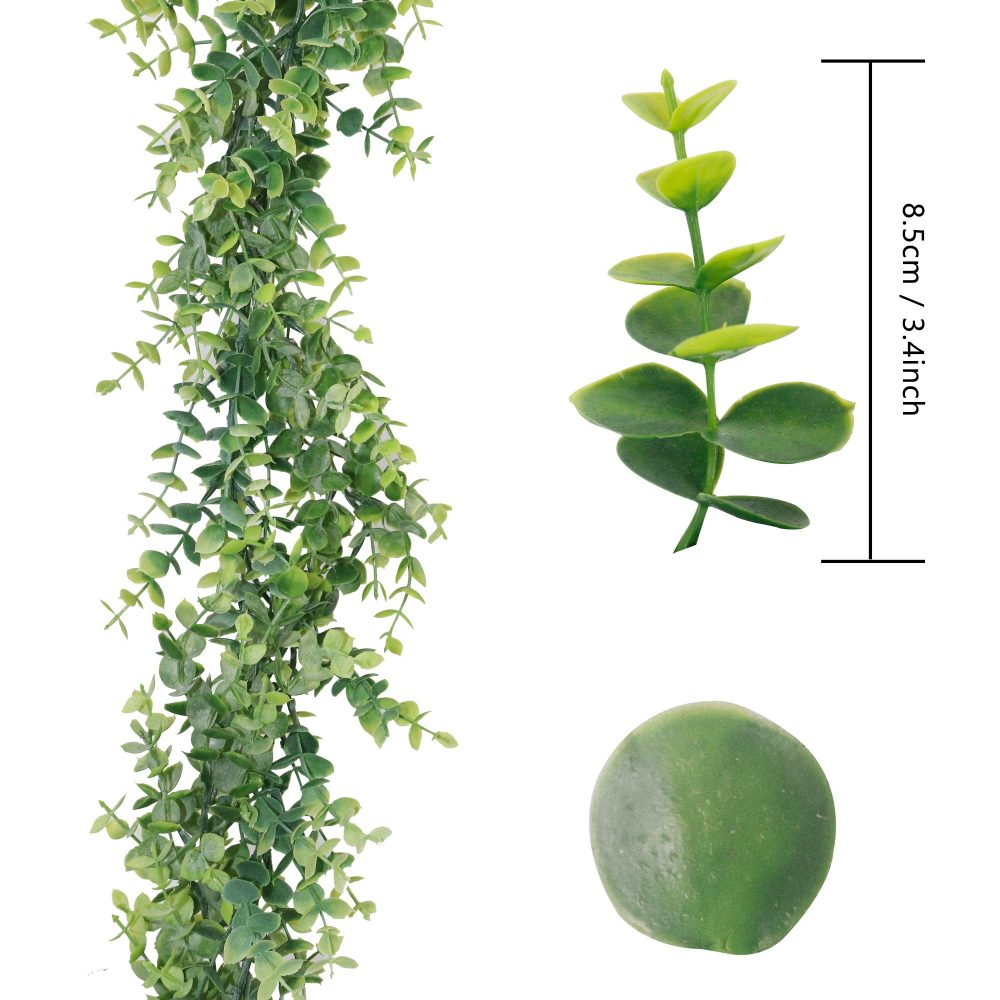 GraduationMall Faux Eucalyptus Garland Plant,2 Pack 12ft Artificial Foliage Fake Leaves,Ivy Vine Greenery Garland for Wedding Party Home Decor - Image 3
