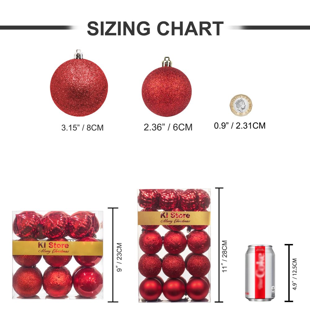 Red Christmas Baubles 80mm Christmas Tree Decoration Ornaments 18pcs Shatterproof Balls for Xmas Hanging Decorations Festival Holiday Decor - Image 2