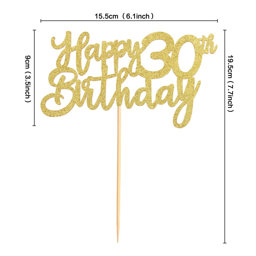 3 Pieces Happy 30th Birthday Cake Toppers Gold Glitter 30 Cupcake Toppers Happy 30 Birthday Cake Decorations for 30th Cheers to 30 Birthday Party Decoration Supplies - Image 9