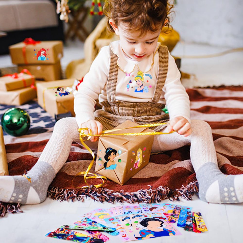 24pcs Princess Party bag Fillers, 12 Sheets DIY Stickers, 12pcs Slap Bands, Party Bags with Make a Face Art Craft Stickers Party Supplies for Kids Boys Girls - Image 3