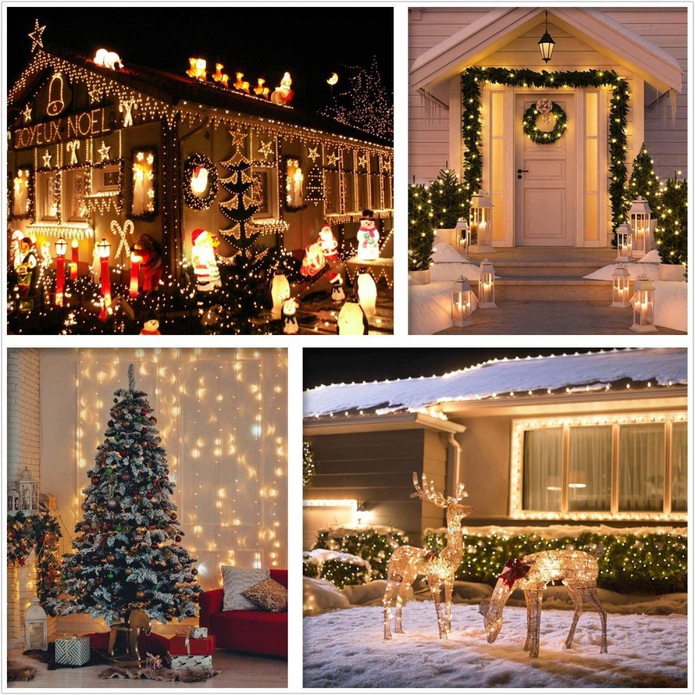 GlobaLink Christmas Lights Outdoor, 25m 1000LEDs Christmas Fairy String Lights Mains Powered with 8 Lighting Modes, IP44 Waterproof Cluster Lights for Xmas Tree Outside Gazebo Garden Decor -Warm White - Image 3
